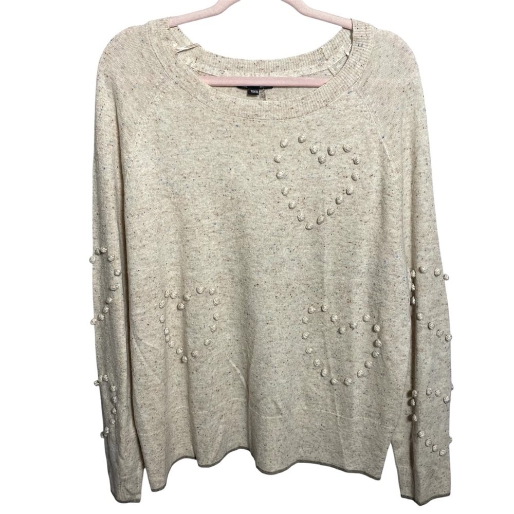 Charlie B Tricot Pompom Heart Sweater wool blend